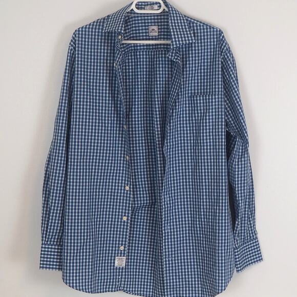 Peter Millar Crown Cotton Blue Plaid Long Sleeve Button Down Shirt Mens Medium - Picture 2 of 9